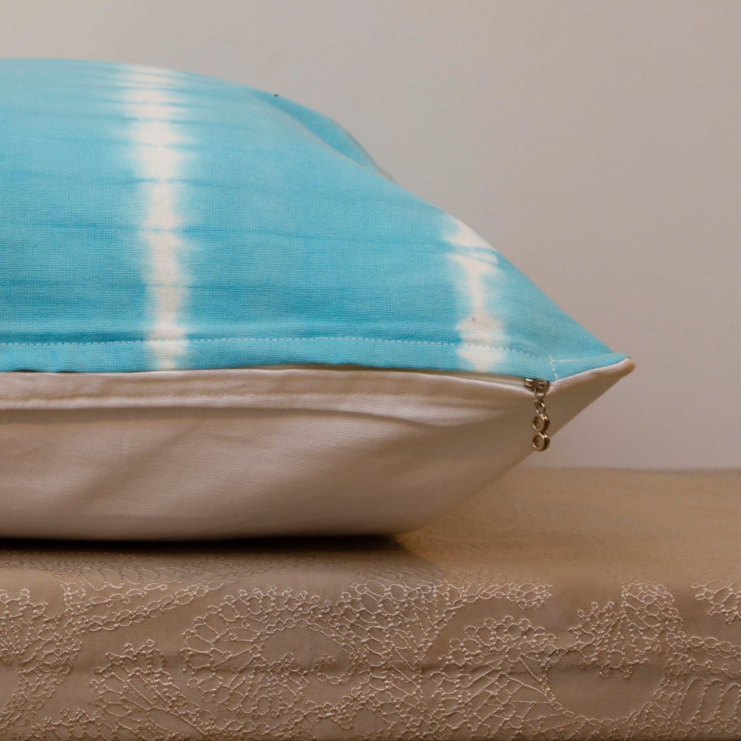 Aqua Blue Tie-Dye Cotton Cushion Cover