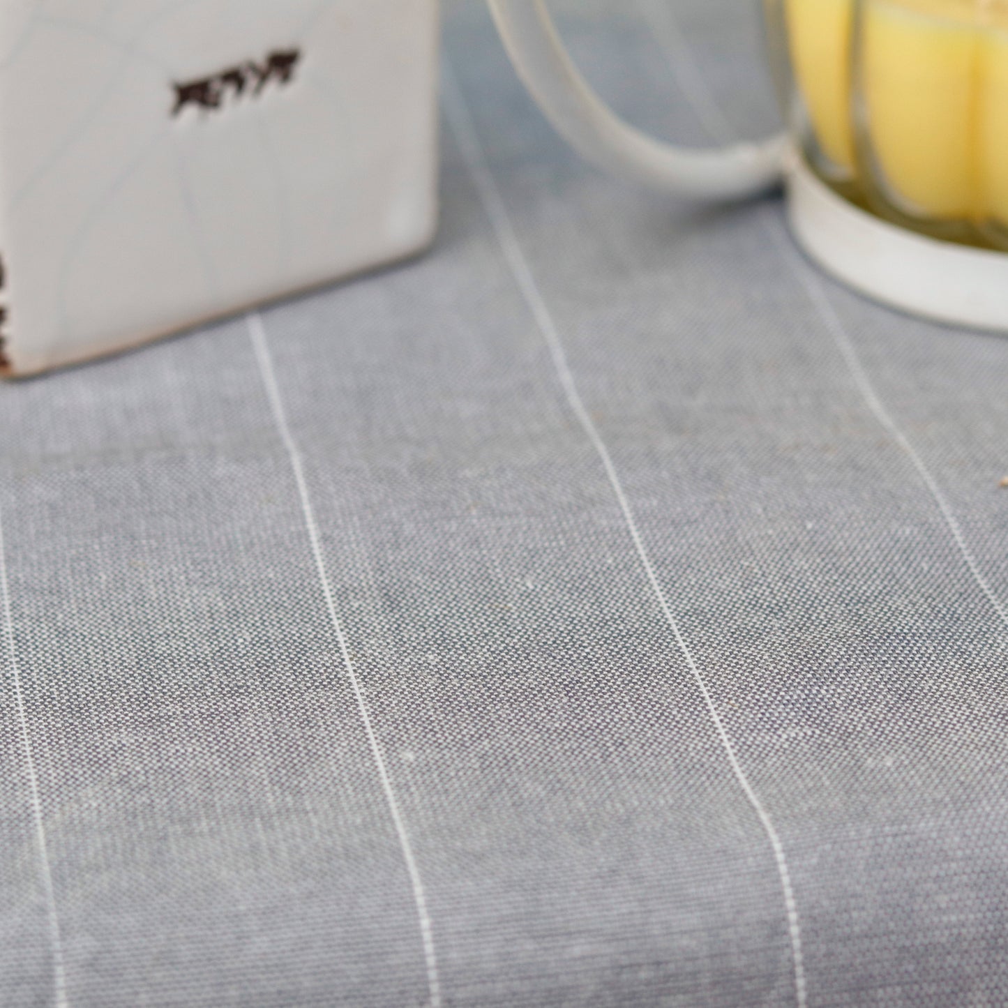 Grey Striped Tablecloth
