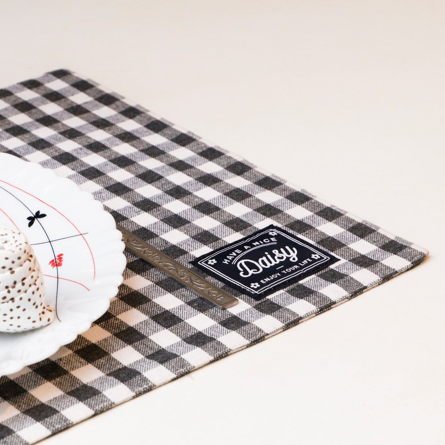 Black & White Checkered Cotton Placemat