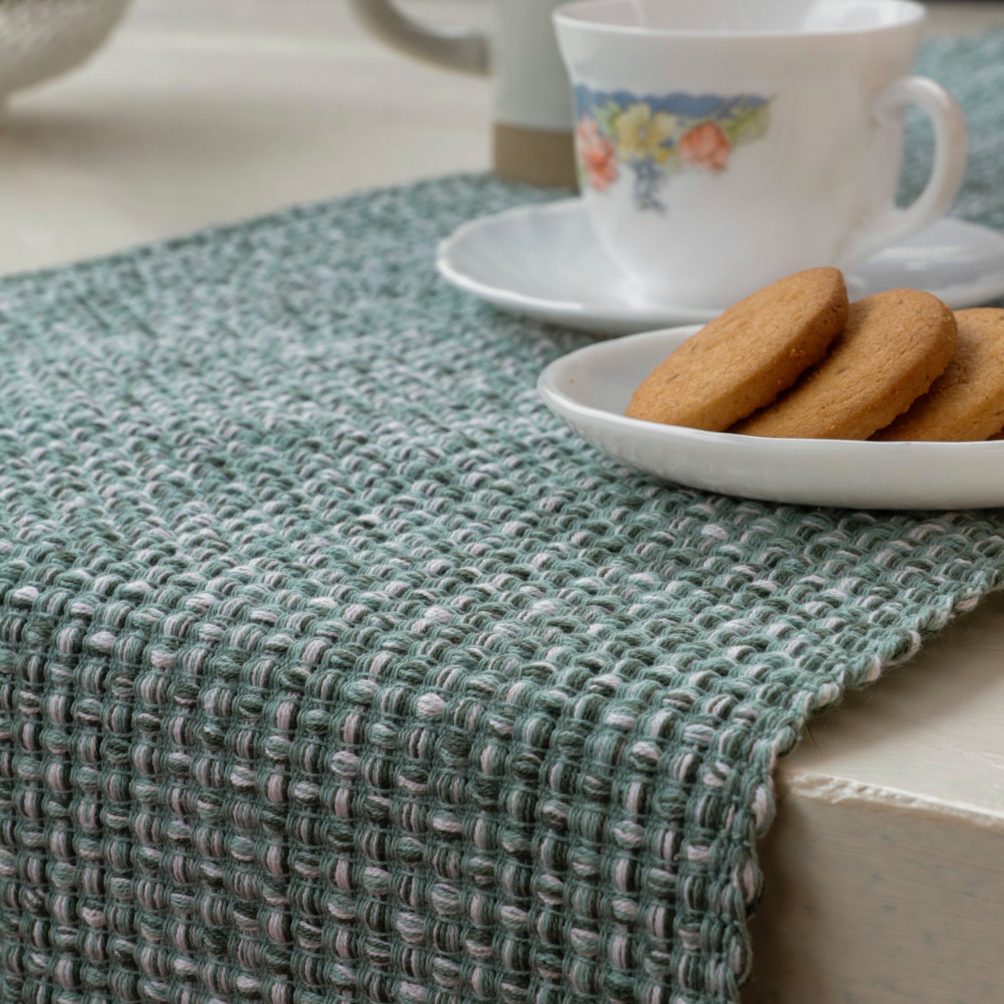 Green Haven Table Runner with Tassels