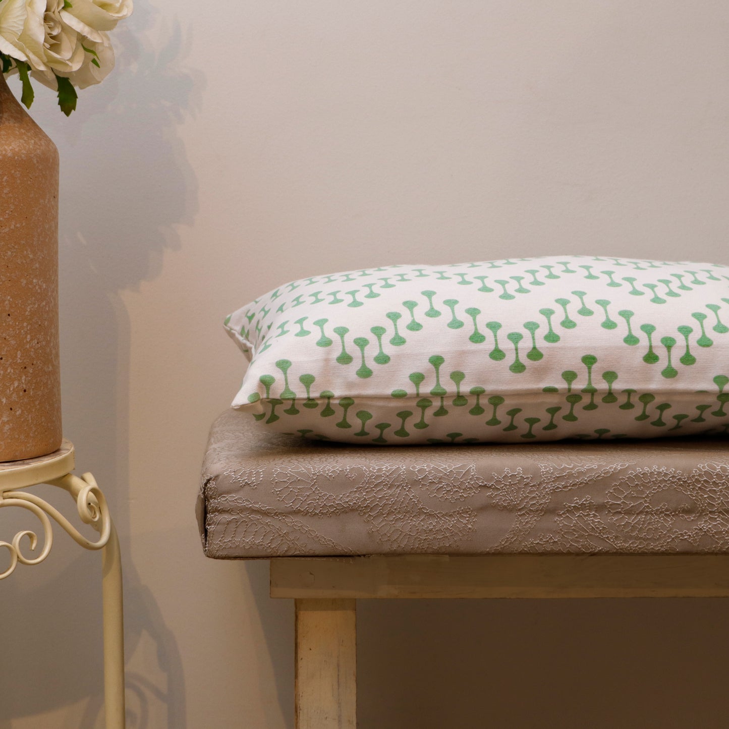 Green Zigzag Cotton Cushion Cover