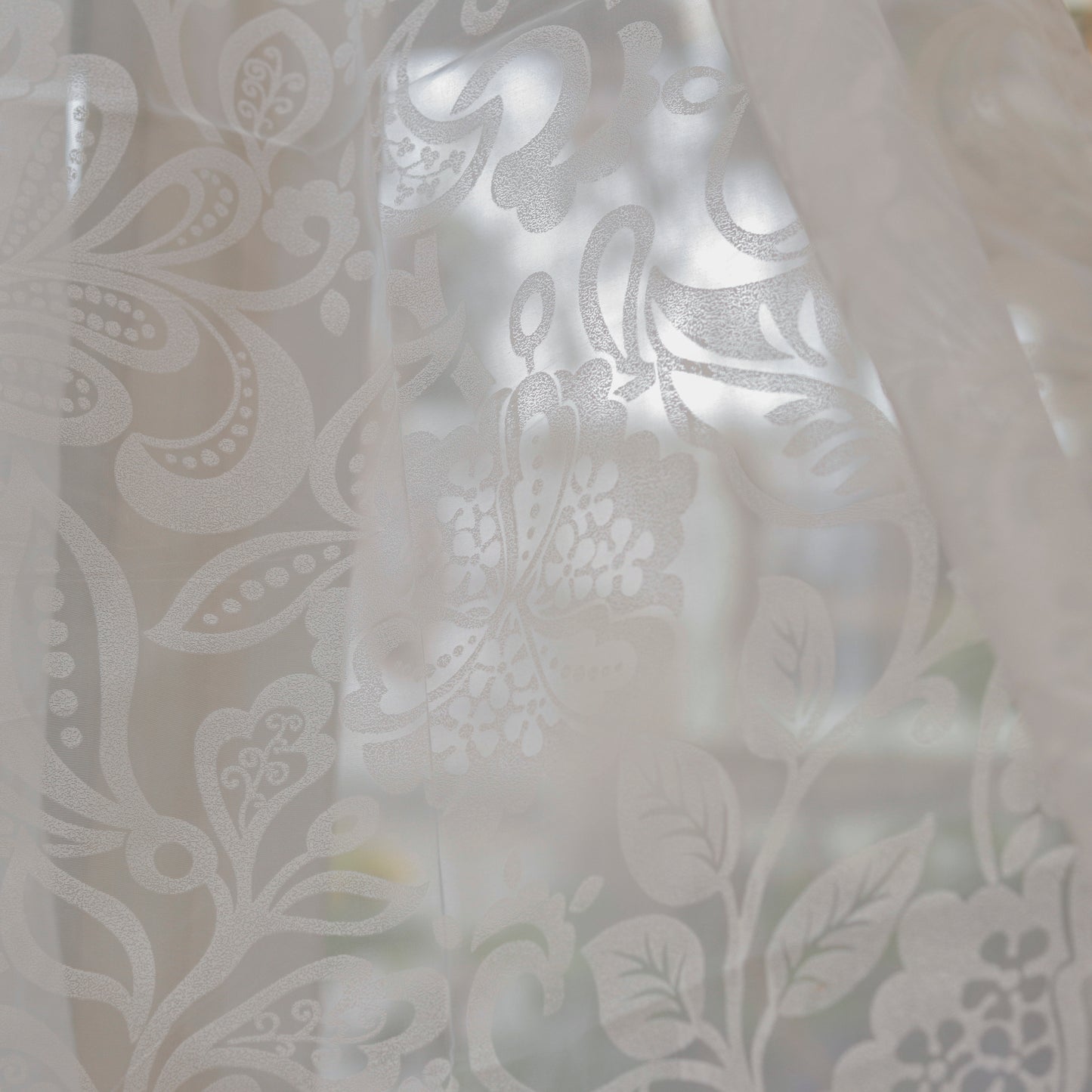 White Floral Sheer Curtain
