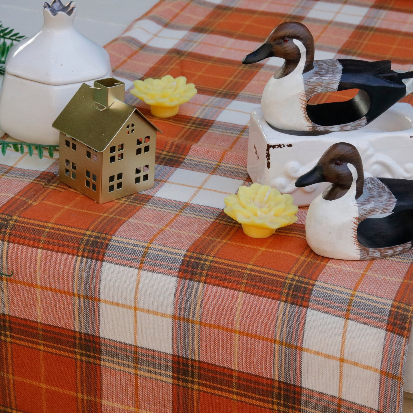 Orange Plaid Table Runner
