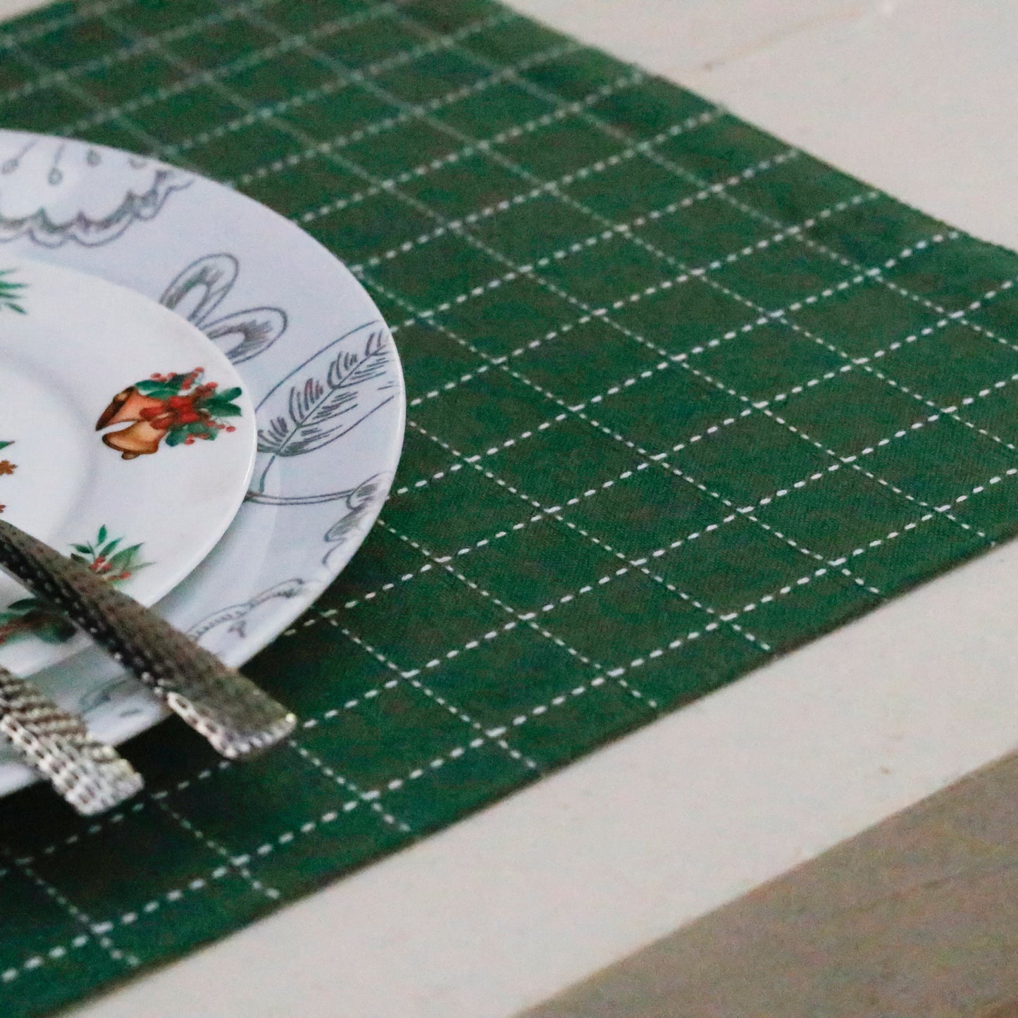 Green Grid Placemats (Set of 2 Placemats)