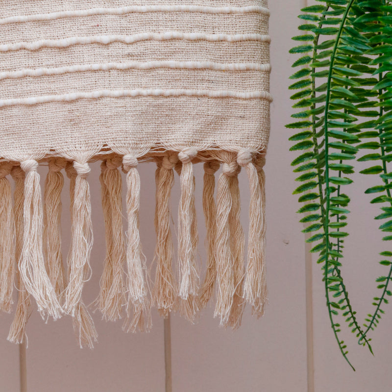 Ivory Textured Fringe Throw