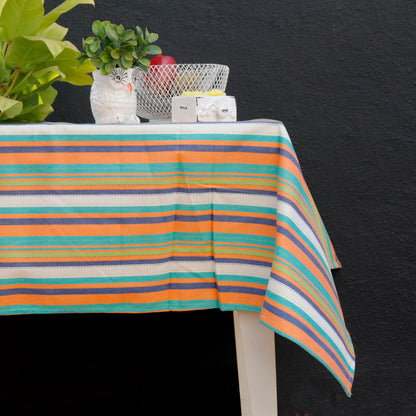 Multicolored Striped Waterproof Tablecloth