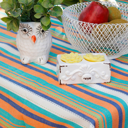 Multicolored Striped Waterproof Tablecloth