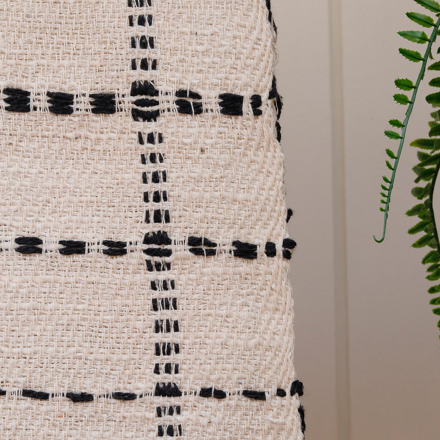 Black Grid Fringe Throw