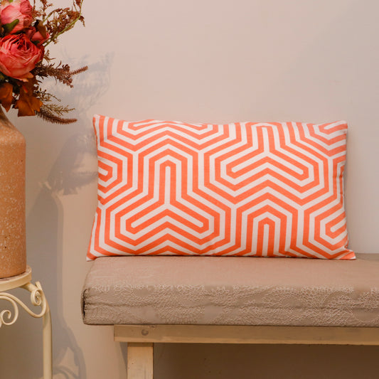 Coral Geometric Cotton Cushion Cover