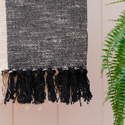 Half & Half Black And Ivory Throw