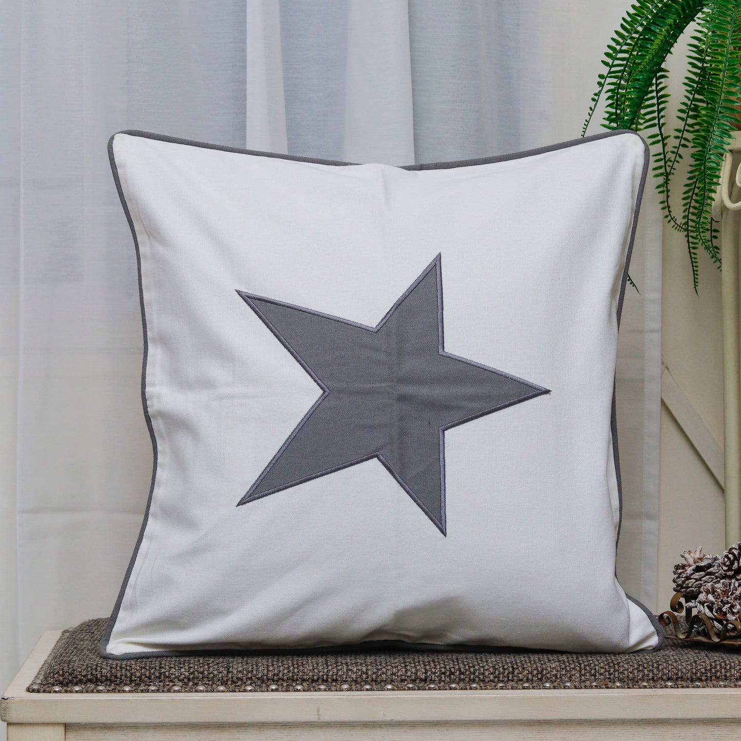 Grey Star Cushion Cover