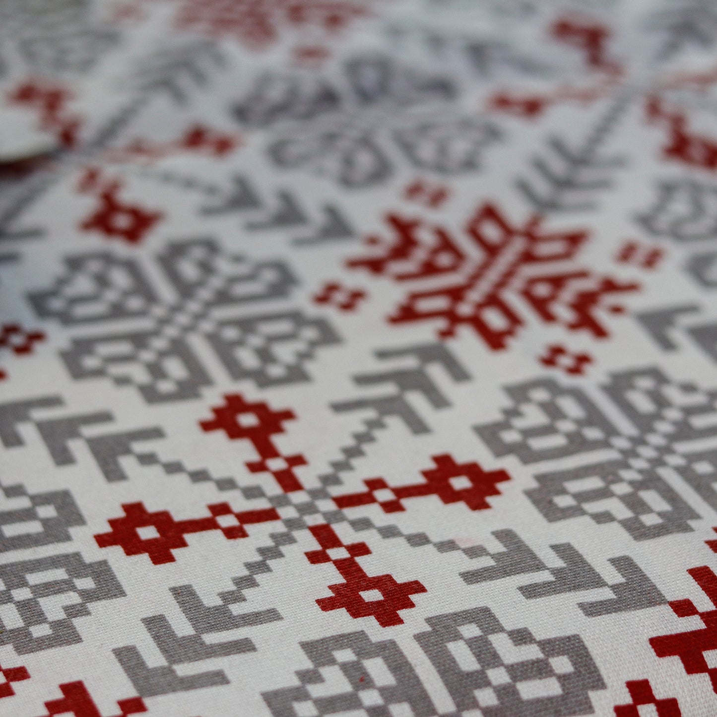 Red & Gray Snowflake Tablecloth (Waterproof)