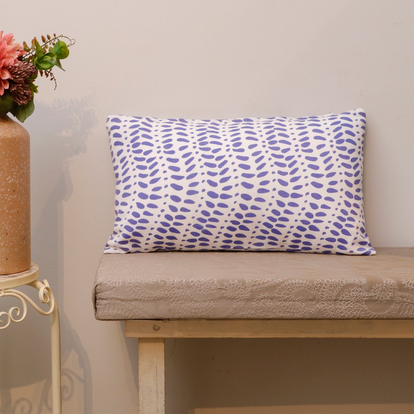 Lavender Leaf Print Cushion Cover