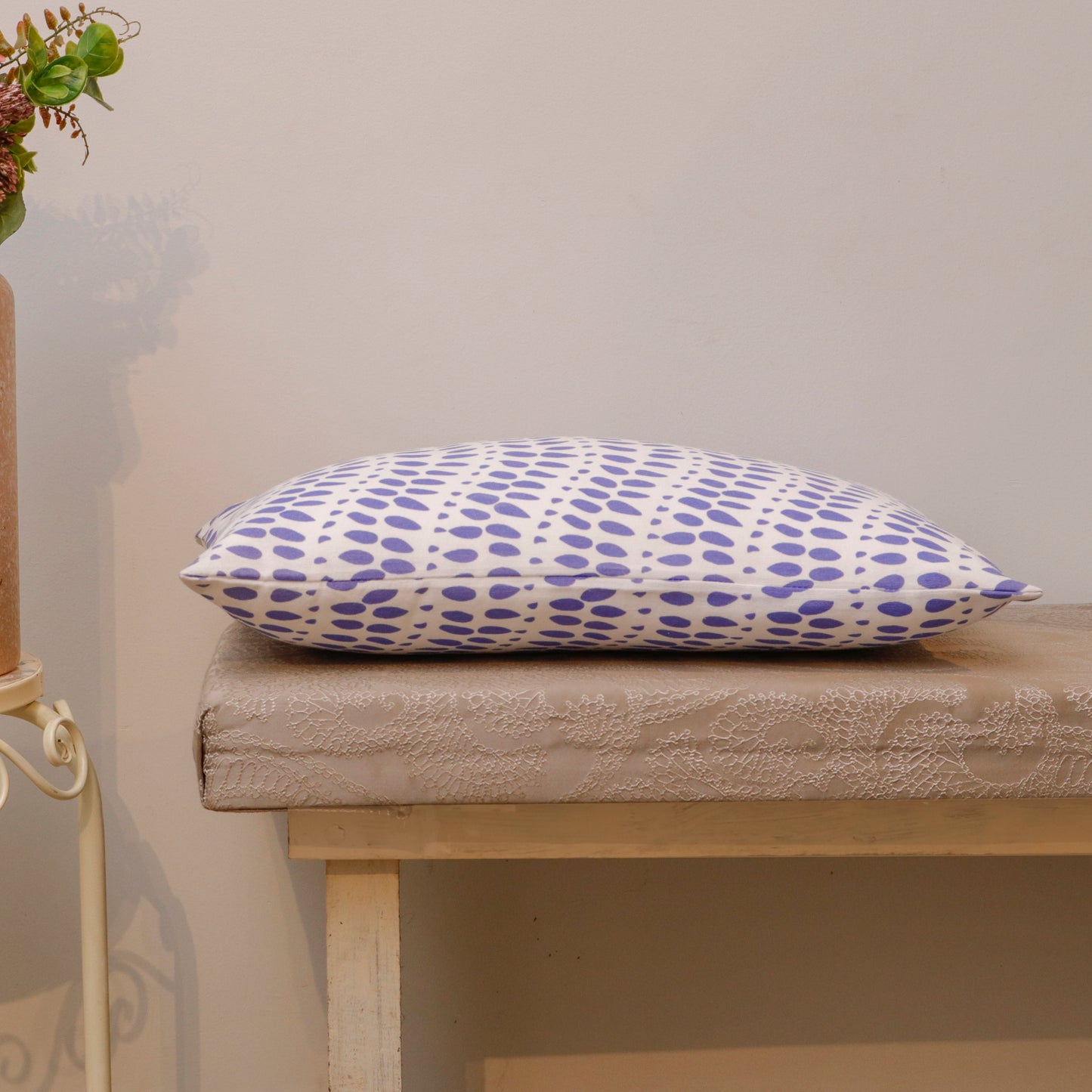 Lavender Leaf Print Cushion Cover