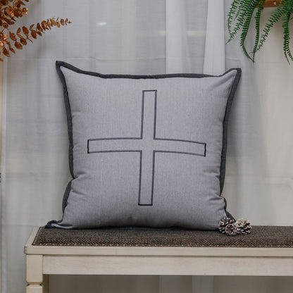 Grey Cross Cushion Cover