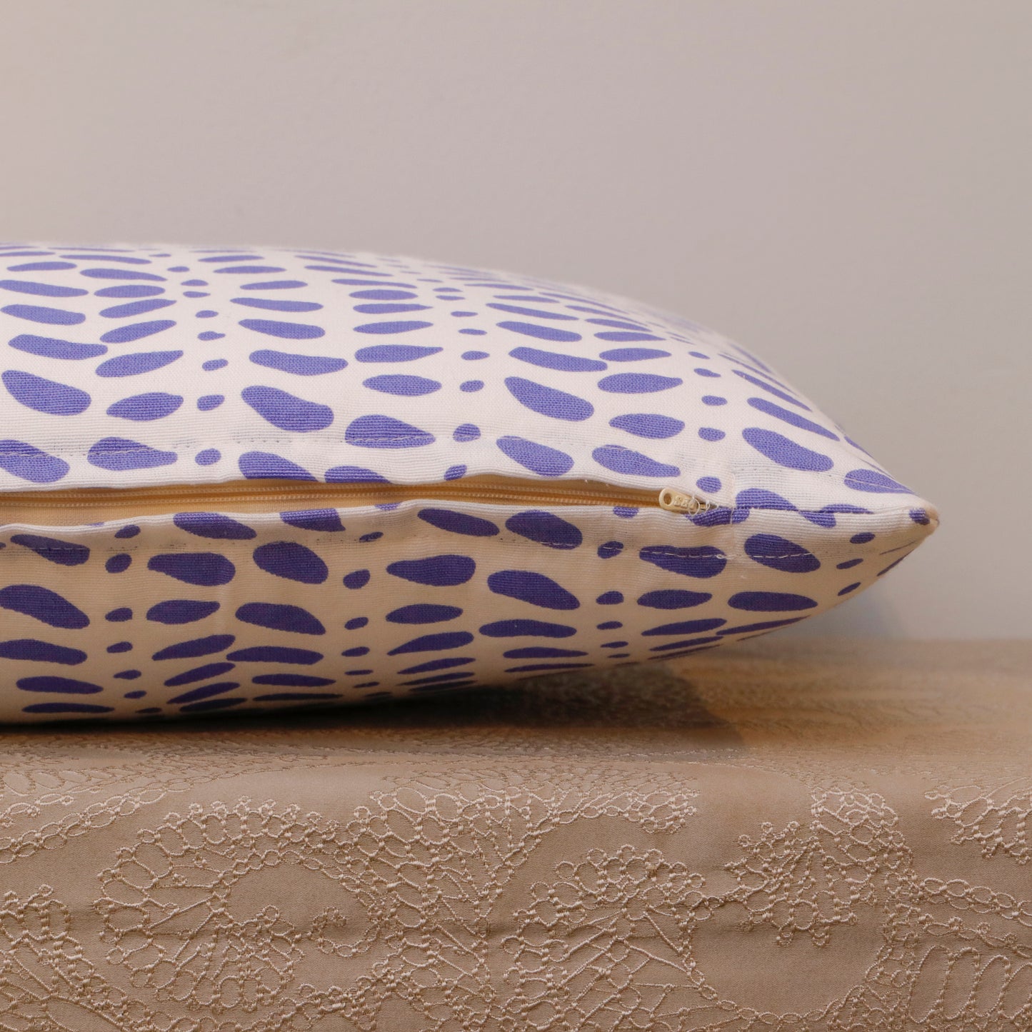 Lavender Leaf Print Cushion Cover