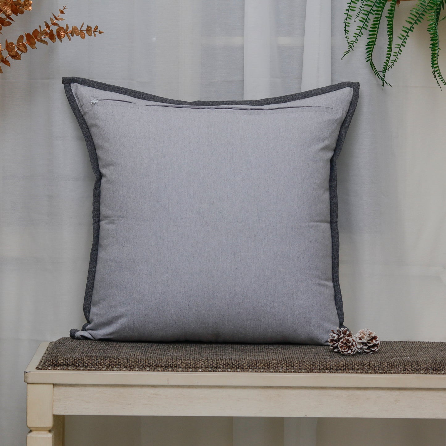 Grey Cross Cushion Cover