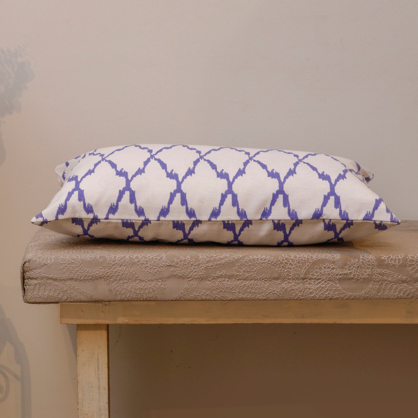 Lavender Trellis Print Cotton Cushion Cover