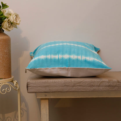 Aqua Blue Tie-Dye Cotton Cushion Cover