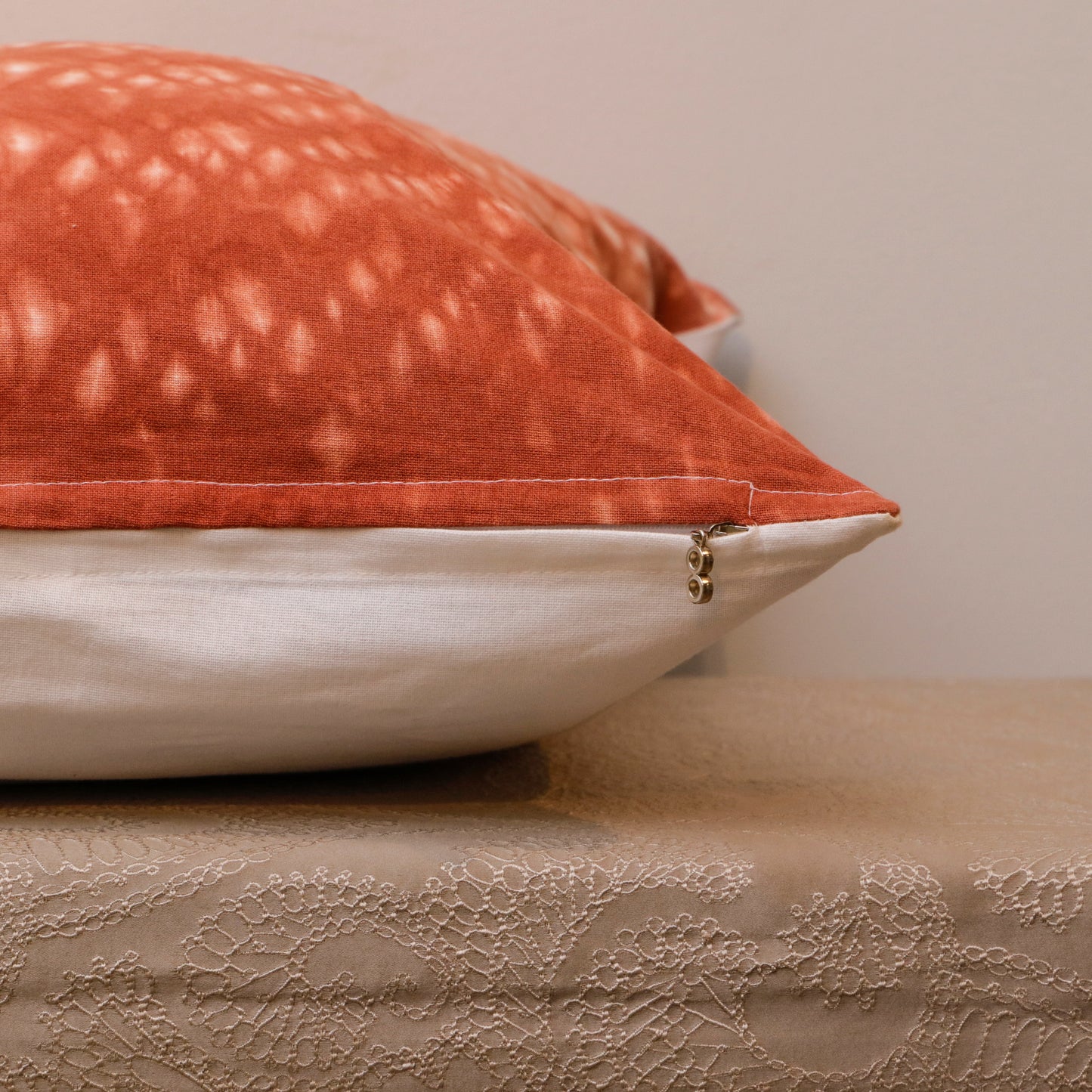 Rust Brown Tie-Dye Cotton Cushion Cover – 20x20 Inches