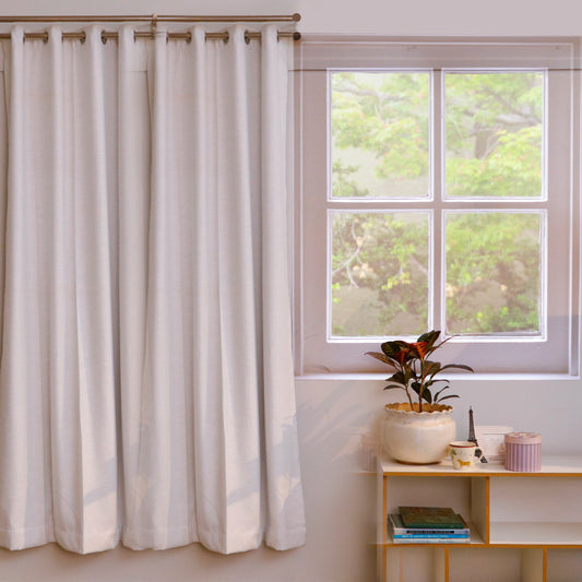 White Double-Layer Sunblock Door Curtains