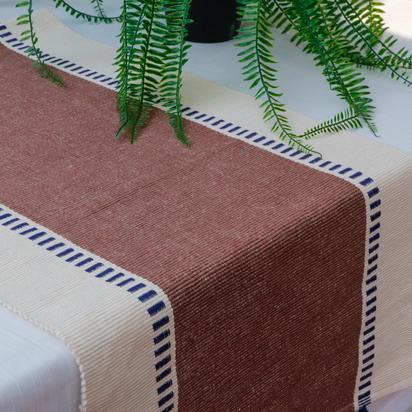 Brown Ribbed Table Runner