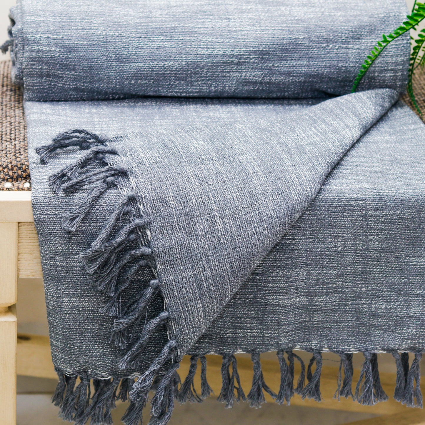 Tassel Edged Grey Throw