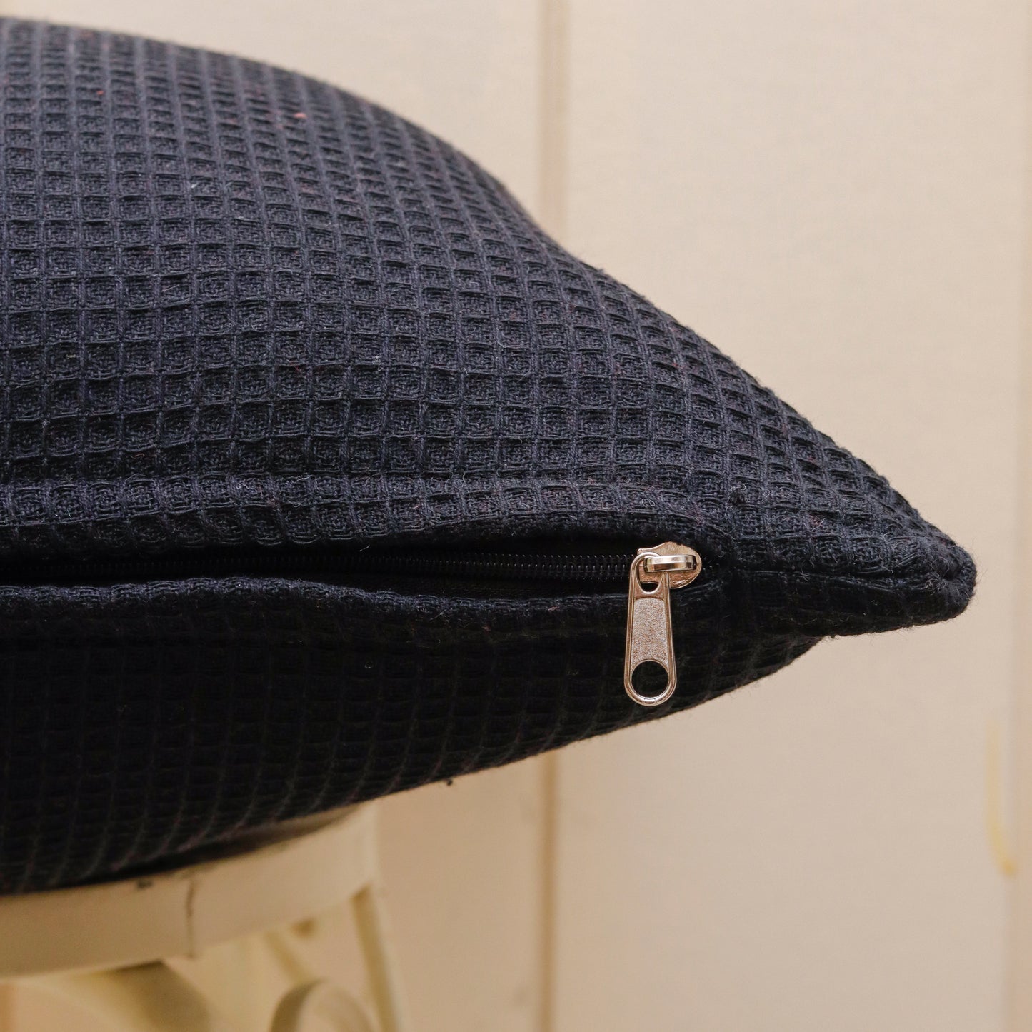 Midnight Grid Cotton Cushion Cover