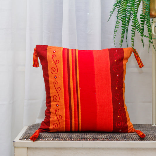 Orange Blossom Cushion Cover (With Tassels)
