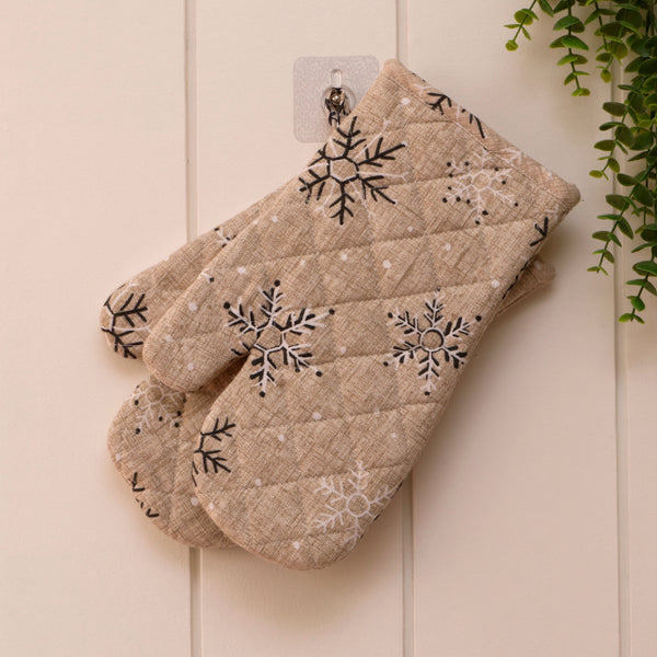 Snowflake Quilted Oven Mittens
