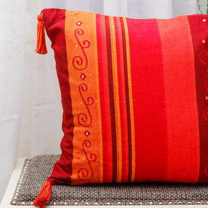 Orange Blossom Cushion Cover (With Tassels)