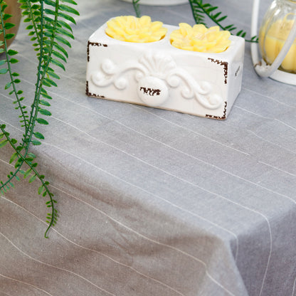 Grey Striped Tablecloth