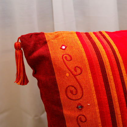Orange Blossom Cushion Cover (With Tassels)