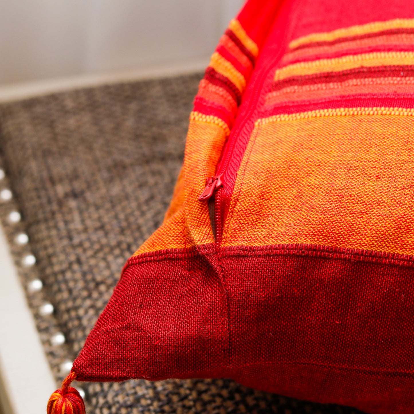 Orange Blossom Cushion Cover (With Tassels)