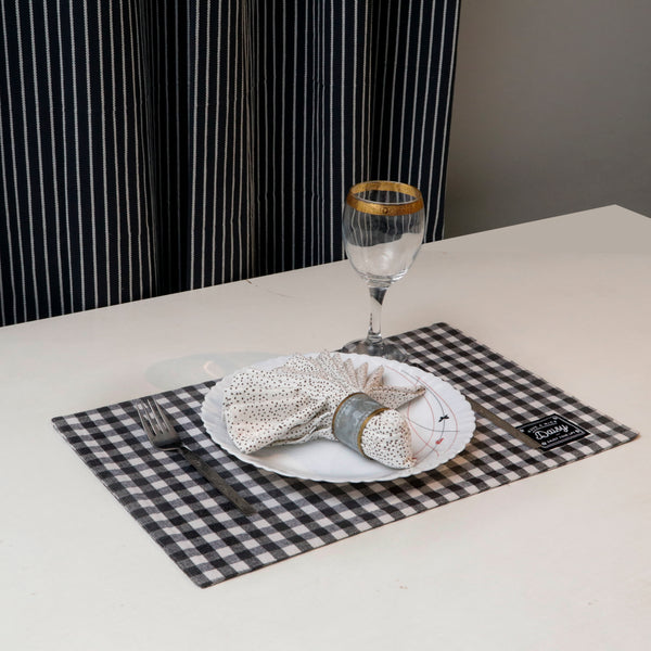 Black & White Checkered Cotton Placemat