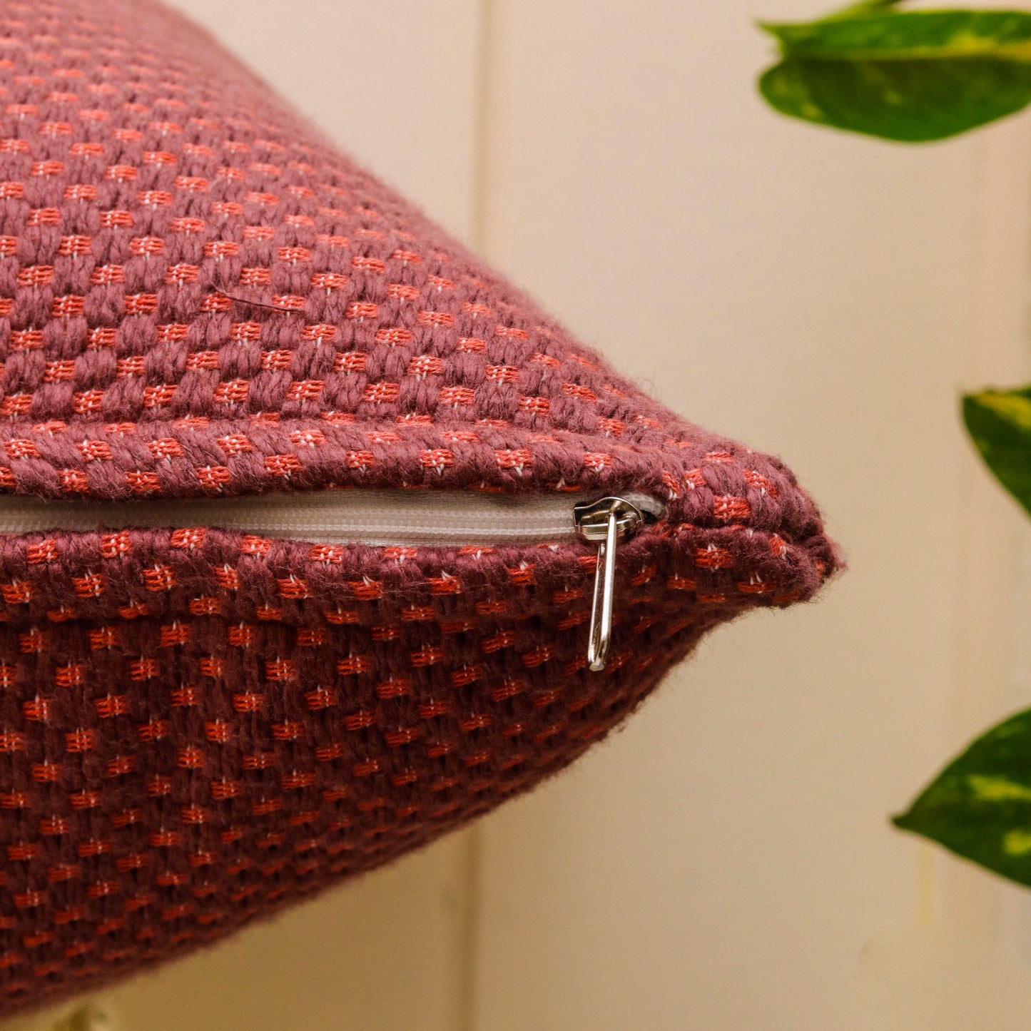 Rust Woven Textured Cushion Cover