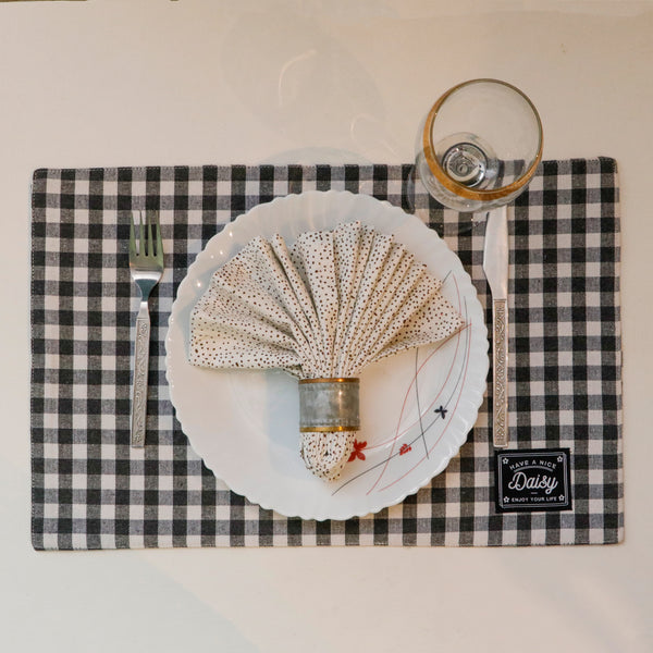 Black & White Checkered Cotton Placemat