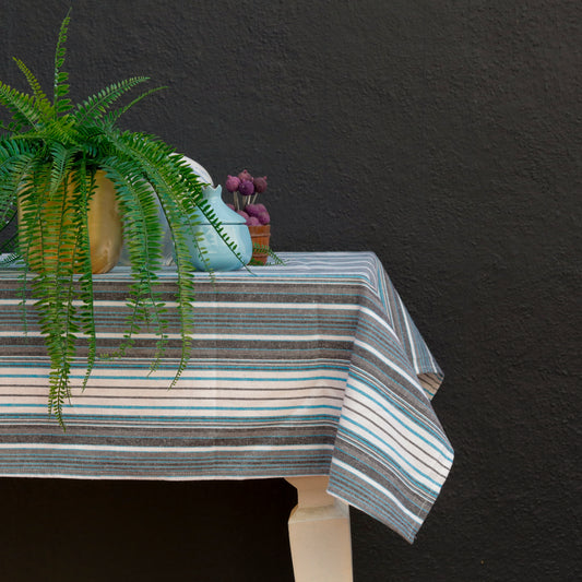 Mint Striped Tablecloth