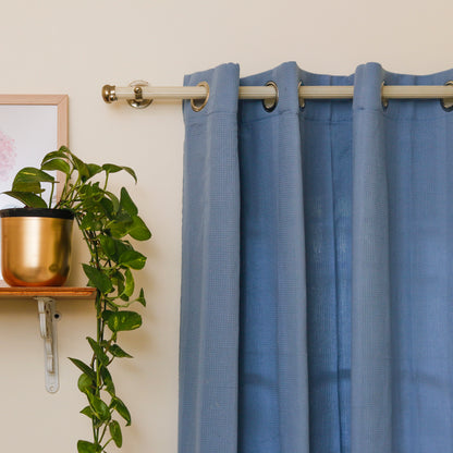 Blue Grid Luxe Curtain