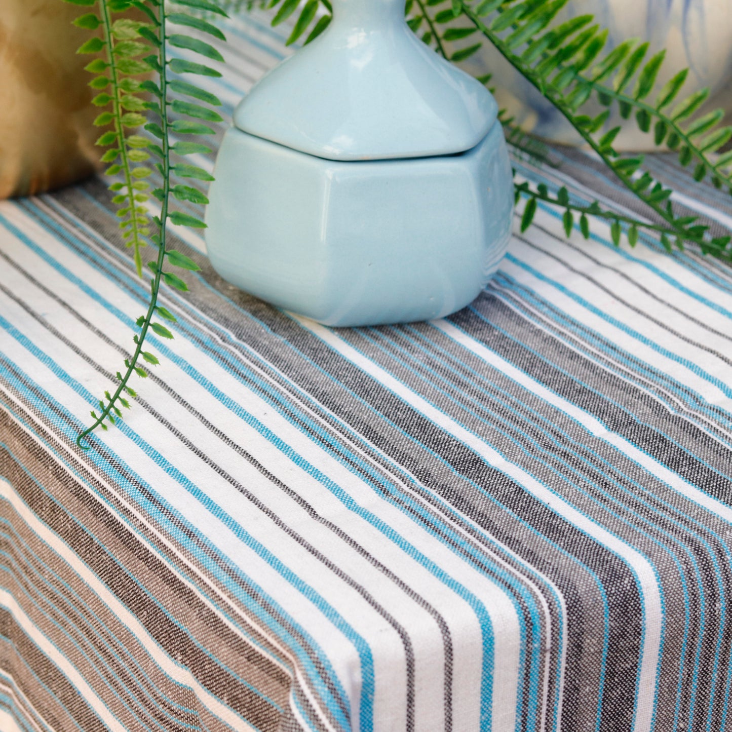 Mint Striped Tablecloth