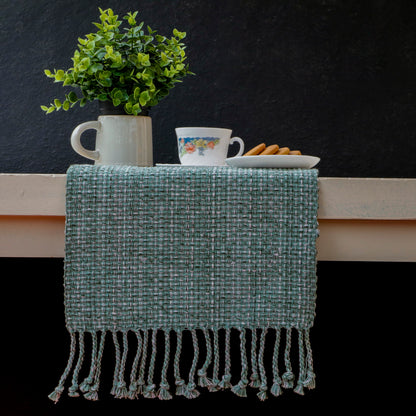 Green Haven Table Runner with Tassels
