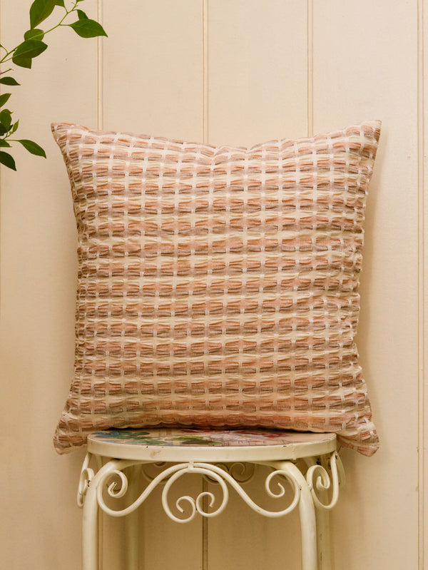 Terracotta Textured Grid Cushion Cover