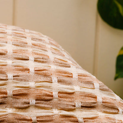 Terracotta Textured Grid Cushion Cover