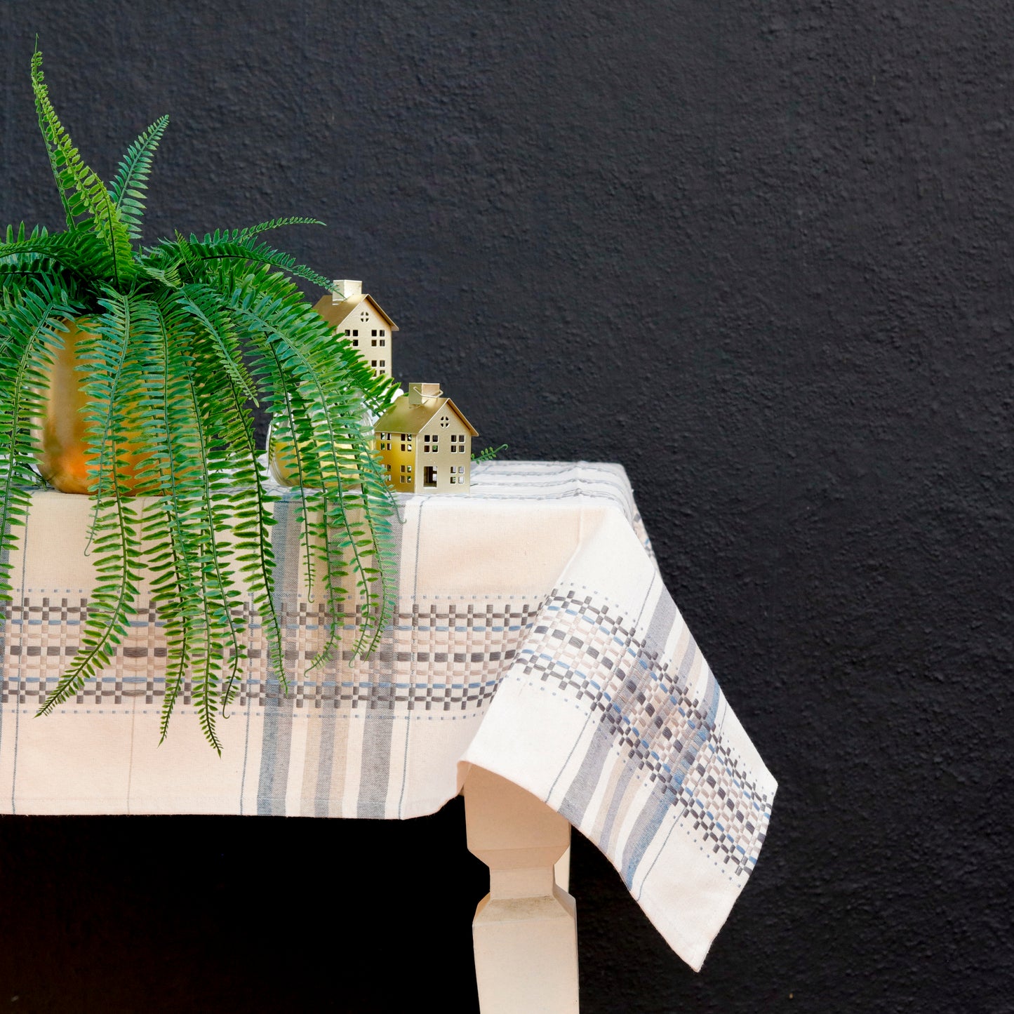 Blue Accent Tablecloth (Waffle Weave)