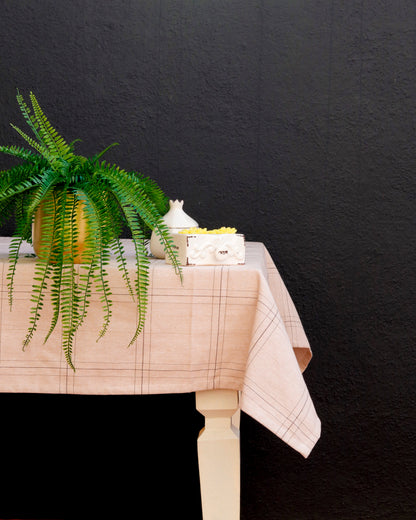 Sand Beige Check Tablecloth