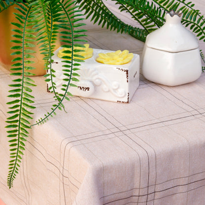 Sand Beige Check Tablecloth