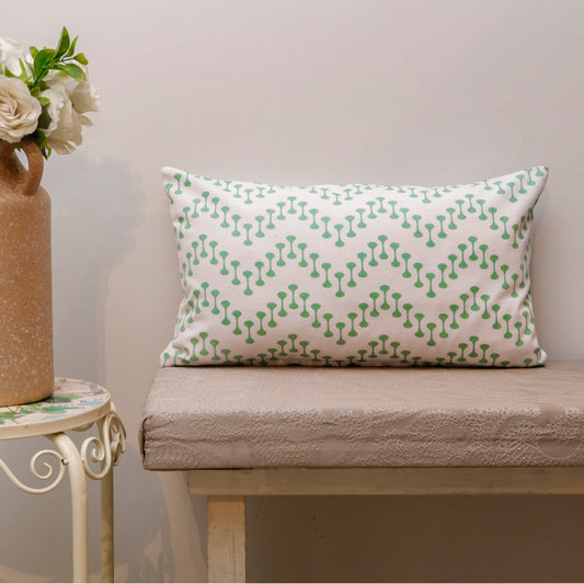 Green Zigzag Cotton Cushion Cover