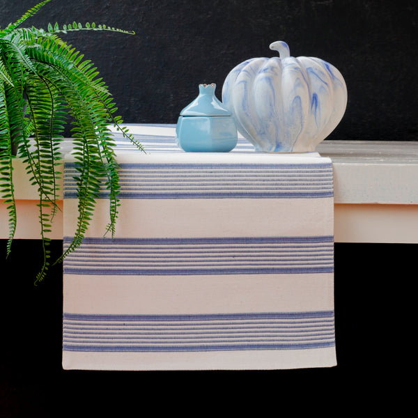 Blooms Striped Cotton Table Runner