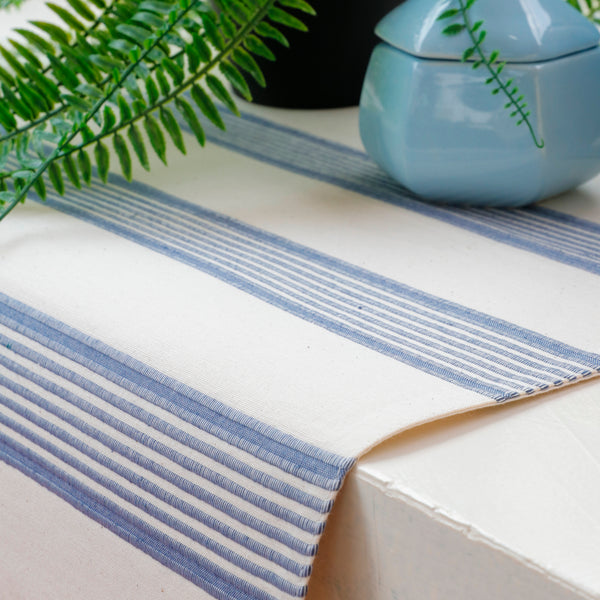 Blooms Striped Cotton Table Runner