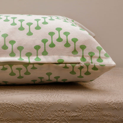 Green Zigzag Cotton Cushion Cover